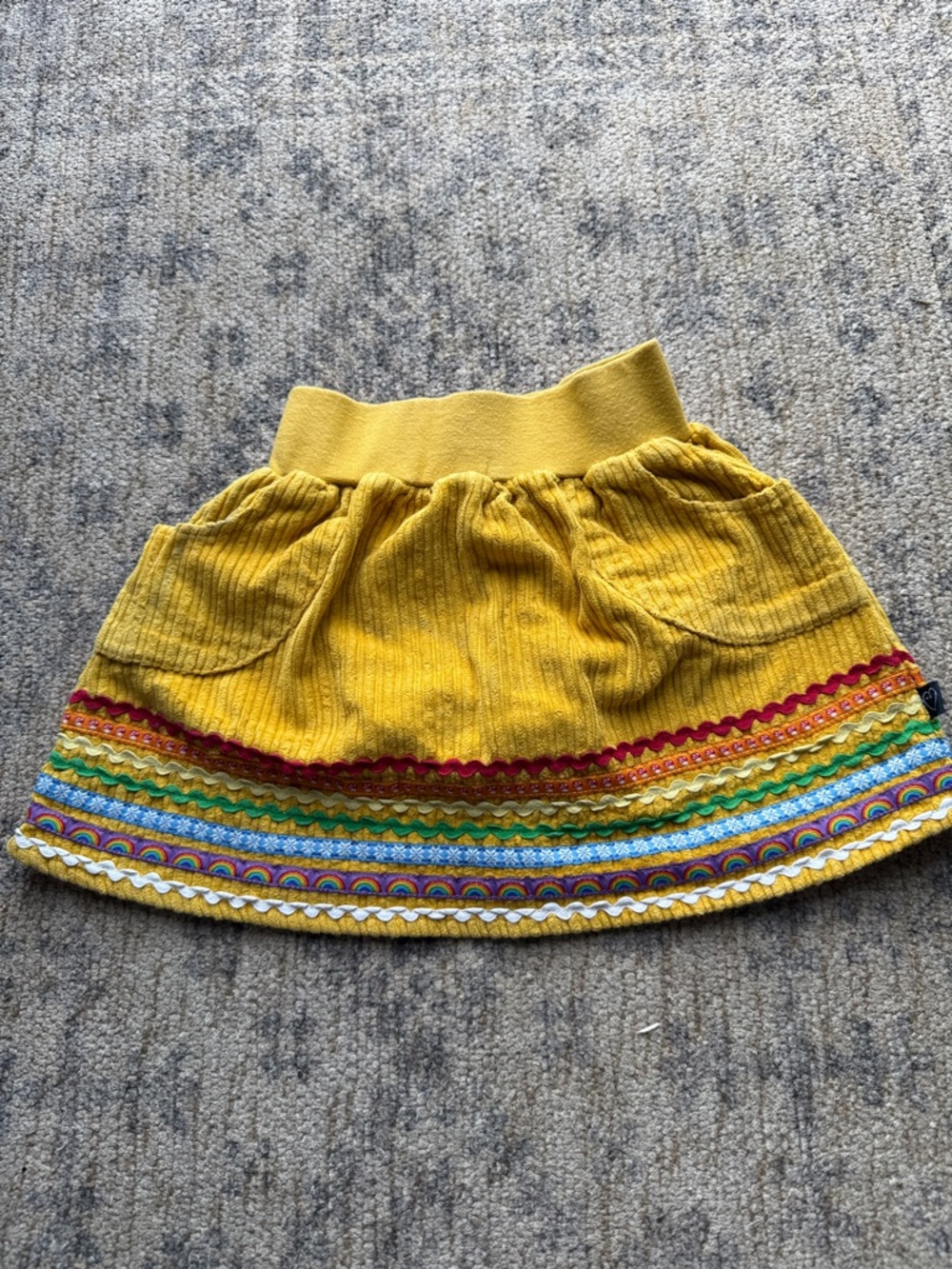 Girls' Mustard Yellow Embroidered Circle Skirt